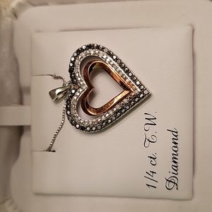 18in Sterling Silver Chain with diamond heart pendant